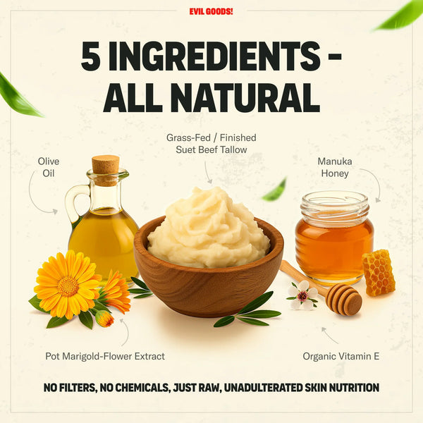 Triple Lock Synergy: The Ultimate Skincare Blend of Tallow, Olive Oil, and Manuka Honey
